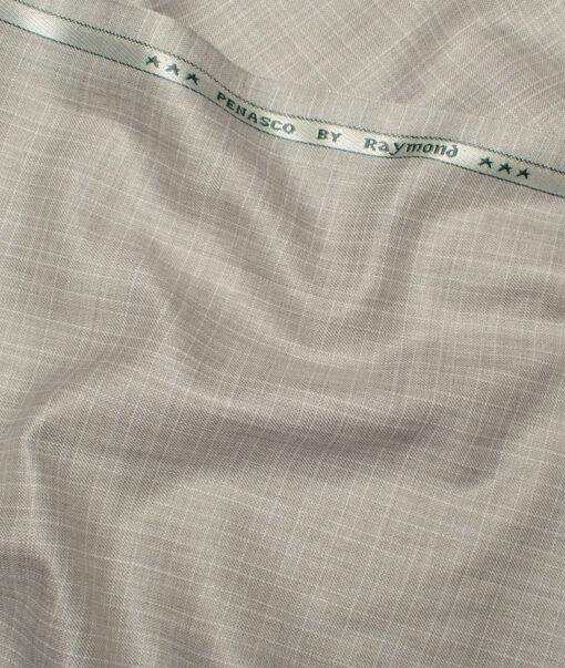 Raymond  Checks Poly Viscose Suiting Fabric (Pistachios Grey)