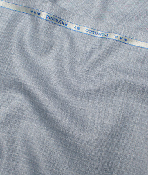 Raymond  Checks Poly Viscose Suiting Fabric (Pale Aluminium Blue)