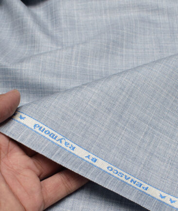 Raymond  Checks Poly Viscose Suiting Fabric (Pale Aluminium Blue)