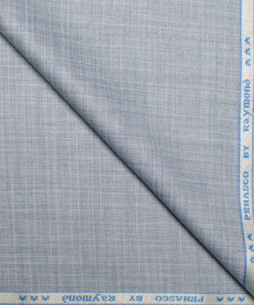 Raymond  Checks Poly Viscose Suiting Fabric (Pale Aluminium Blue)