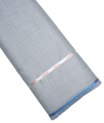 Raymond  Checks Poly Viscose Suiting Fabric (Pale Aluminium Blue)