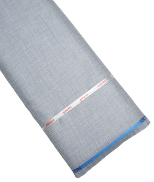 Raymond  Checks Poly Viscose Suiting Fabric (Pale Aluminium Blue)