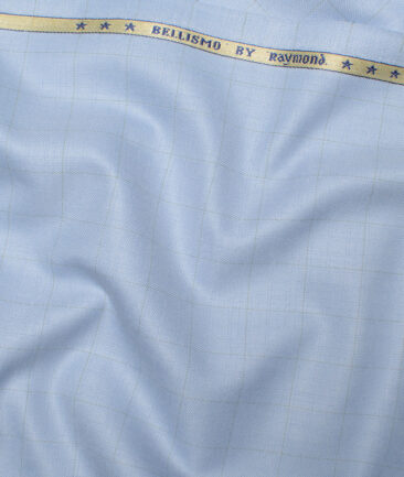 Raymond  Checks Poly Viscose Suiting Fabric (Light Blue)