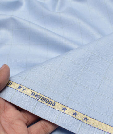Raymond  Checks Poly Viscose Suiting Fabric (Light Blue)