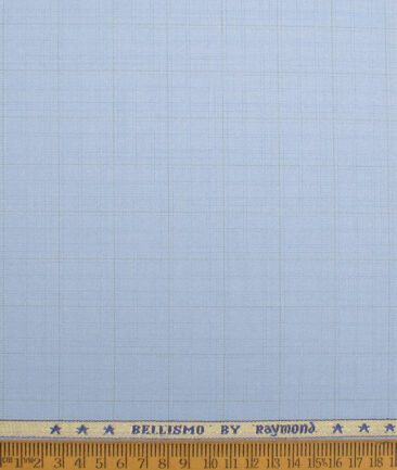 Raymond  Checks Poly Viscose Suiting Fabric (Light Blue)
