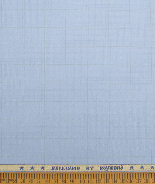 Raymond  Checks Poly Viscose Suiting Fabric (Light Blue)