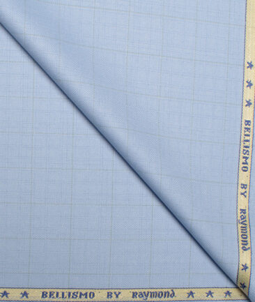 Raymond  Checks Poly Viscose Suiting Fabric (Light Blue)