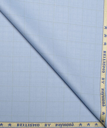 Raymond  Checks Poly Viscose Suiting Fabric (Light Blue)