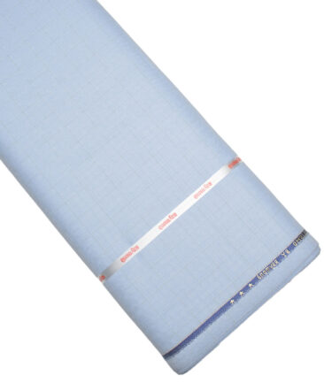 Raymond  Checks Poly Viscose Suiting Fabric (Light Blue)