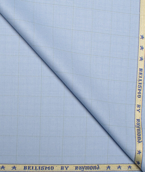 Raymond  Checks Poly Viscose Suiting Fabric (Light Blue)