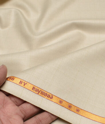 Raymond  Checks Poly Viscose Suiting Fabric (Cream)