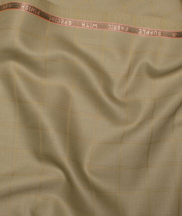 Raymond  Checks Poly Viscose Suiting Fabric (Khakhi Brown)