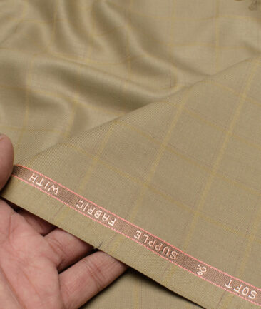 Raymond  Checks Poly Viscose Suiting Fabric (Khakhi Brown)