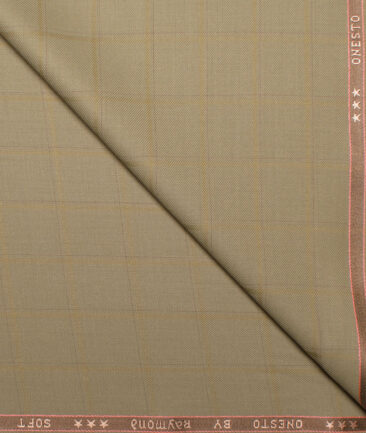 Raymond  Checks Poly Viscose Suiting Fabric (Khakhi Brown)