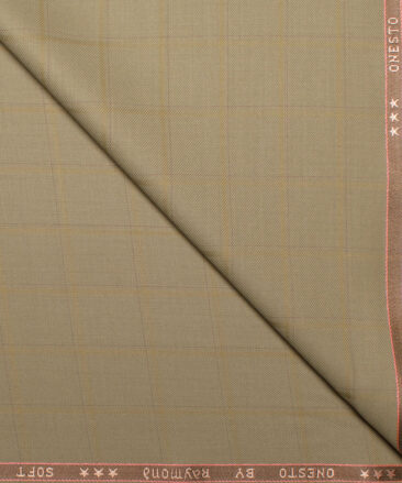 Raymond  Checks Poly Viscose Suiting Fabric (Khakhi Brown)