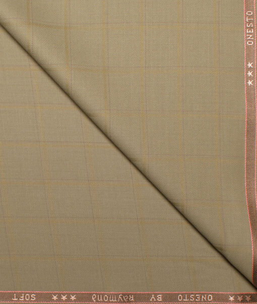 Raymond  Checks Poly Viscose Suiting Fabric (Khakhi Brown)