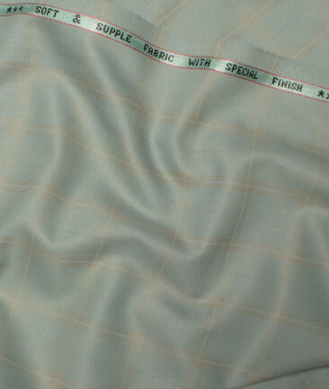 Raymond  Checks Poly Viscose Suiting Fabric (Olive Green)