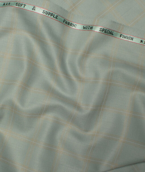 Raymond  Checks Poly Viscose Suiting Fabric (Olive Green)