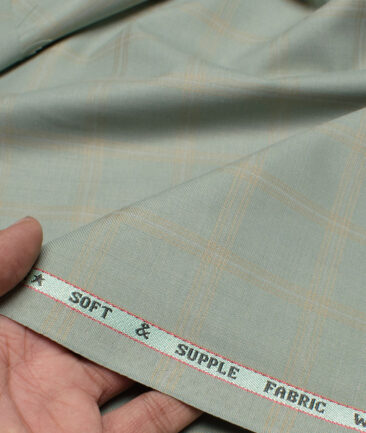Raymond  Checks Poly Viscose Suiting Fabric (Olive Green)