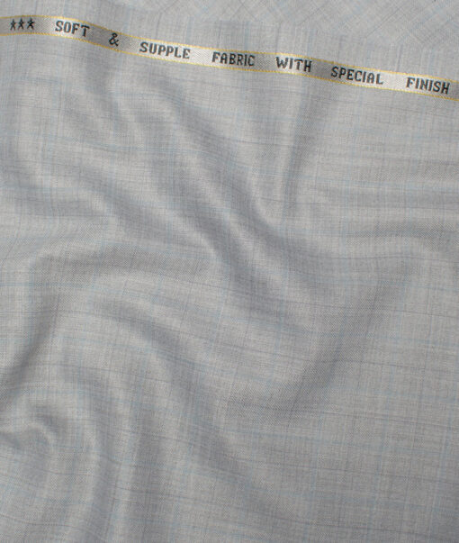 Raymond  Checks Poly Viscose Suiting Fabric (Light Grey)