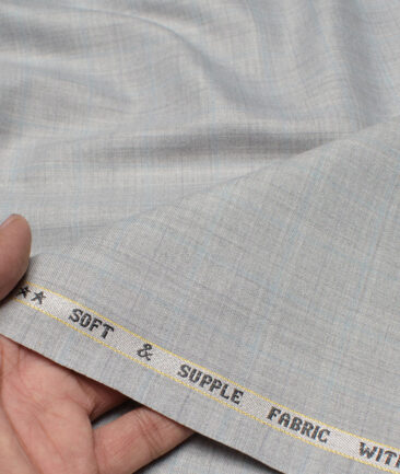 Raymond  Checks Poly Viscose Suiting Fabric (Light Grey)