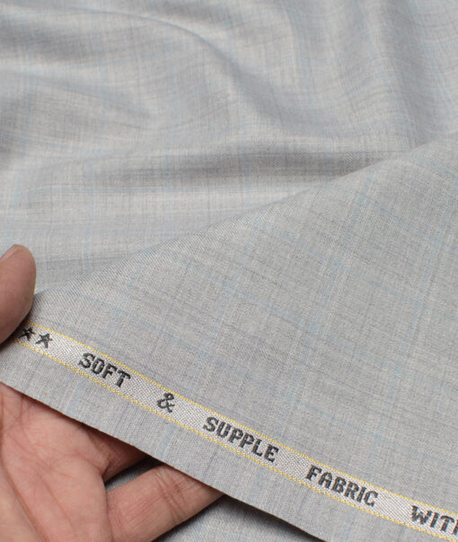 Raymond  Checks Poly Viscose Suiting Fabric (Light Grey)