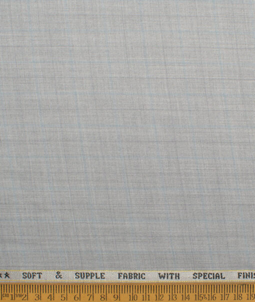 Raymond  Checks Poly Viscose Suiting Fabric (Light Grey)