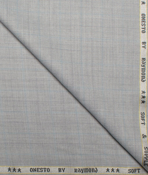 Raymond  Checks Poly Viscose Suiting Fabric (Light Grey)