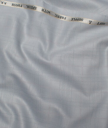 Raymond  Checks Poly Viscose Suiting Fabric (Cloud Grey)