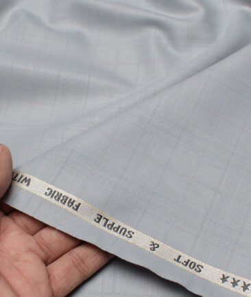 Raymond  Checks Poly Viscose Suiting Fabric (Cloud Grey)