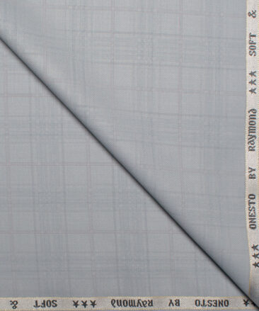 Raymond  Checks Poly Viscose Suiting Fabric (Cloud Grey)