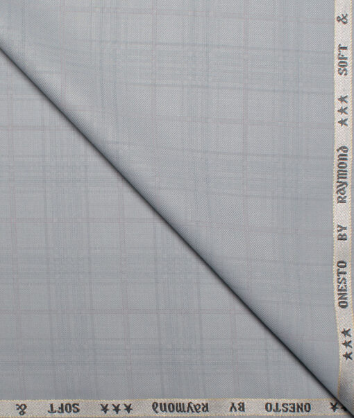Raymond  Checks Poly Viscose Suiting Fabric (Cloud Grey)