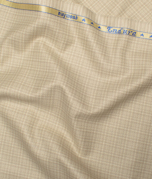 Raymond  Checks Poly Viscose Suiting Fabric (Cream)