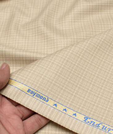 Raymond  Checks Poly Viscose Suiting Fabric (Cream)