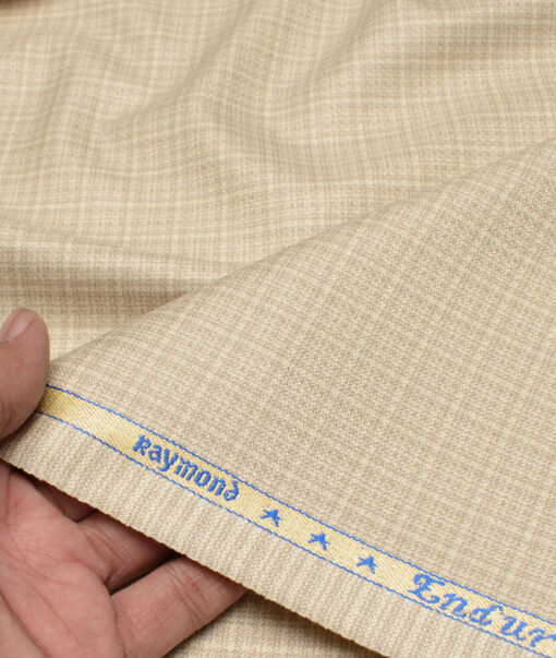 Raymond  Checks Poly Viscose Suiting Fabric (Cream)