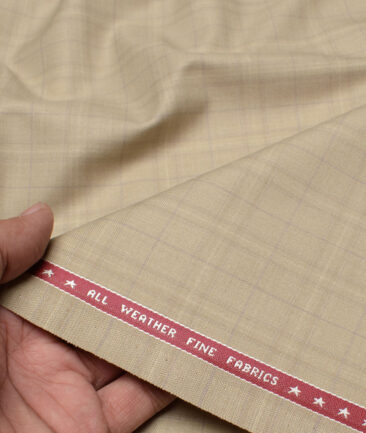 Raymond  Checks Poly Viscose Suiting Fabric (Beige)