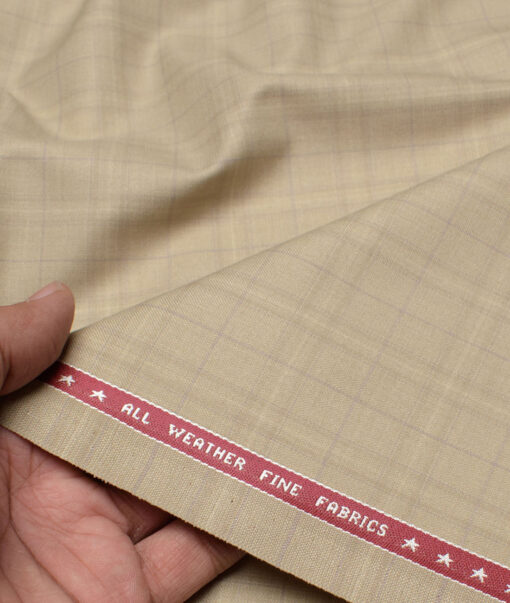 Raymond  Checks Poly Viscose Suiting Fabric (Beige)