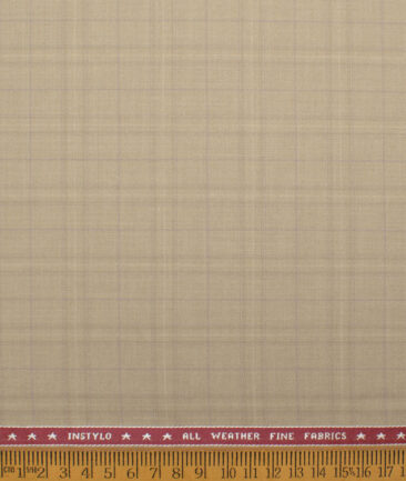 Raymond  Checks Poly Viscose Suiting Fabric (Beige)