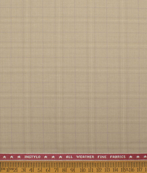Raymond  Checks Poly Viscose Suiting Fabric (Beige)