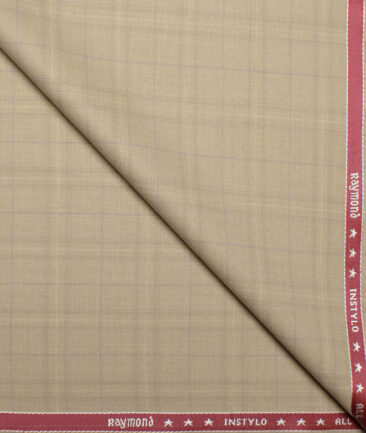 Raymond  Checks Poly Viscose Suiting Fabric (Beige)