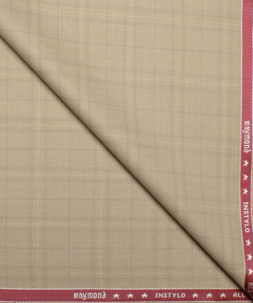 Raymond  Checks Poly Viscose Suiting Fabric (Beige)