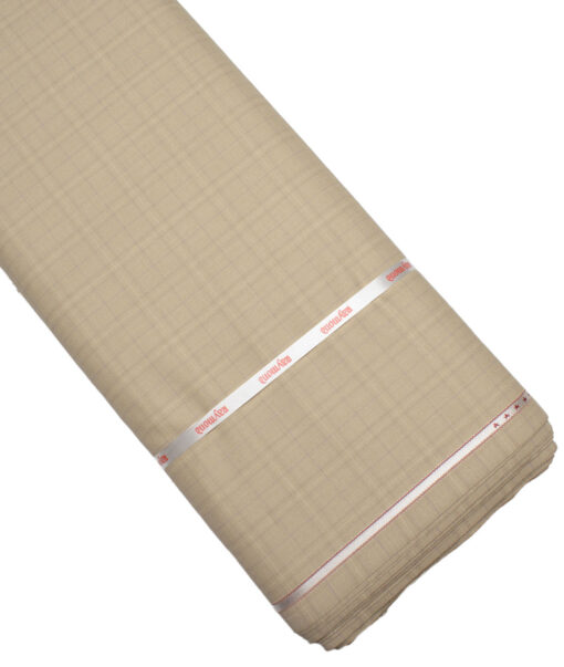 Raymond  Checks Poly Viscose Suiting Fabric (Beige)