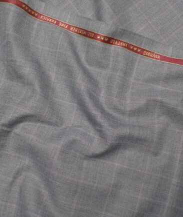 Raymond  Checks Poly Viscose Suiting Fabric (Light Grey)
