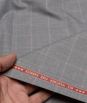 Raymond  Checks Poly Viscose Suiting Fabric (Light Grey)