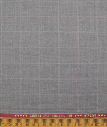 Raymond  Checks Poly Viscose Suiting Fabric (Light Grey)