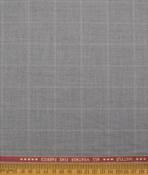 Raymond  Checks Poly Viscose Suiting Fabric (Light Grey)
