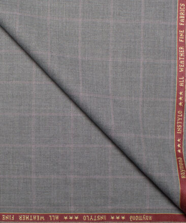 Raymond  Checks Poly Viscose Suiting Fabric (Light Grey)