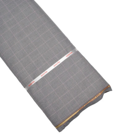 Raymond  Checks Poly Viscose Suiting Fabric (Light Grey)