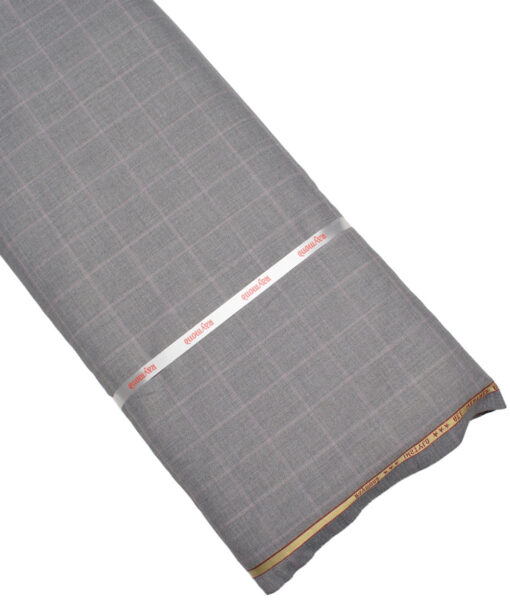 Raymond  Checks Poly Viscose Suiting Fabric (Light Grey)