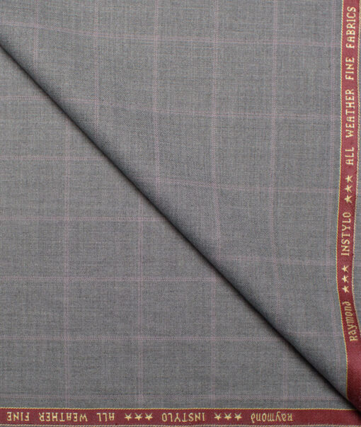 Raymond  Checks Poly Viscose Suiting Fabric (Light Grey)